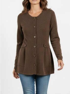 BANANA REPUBLIC Heather Brown Luxury Cashmere Wool Blend Cardigan Sweater Sz. M